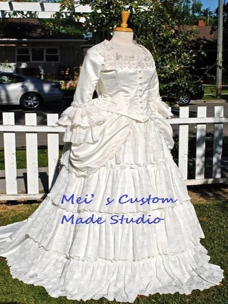 Сделанное на заказ свадебное платье 18-го века в викторианском стиле Кристин от