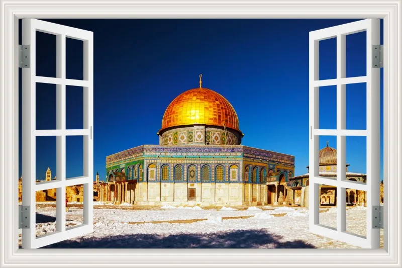 3d обои настенные наклейки с росписью Masjid Ислам Мусульманские настенные наклейки строительство вид окна домашний Декор виниловые наклейки для стен - Цвет: 4