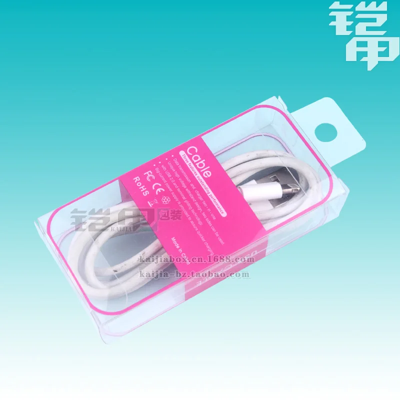 Прозрачная пластиковая упаковочная коробка из ПВХ для 1 м кабеля Розничная