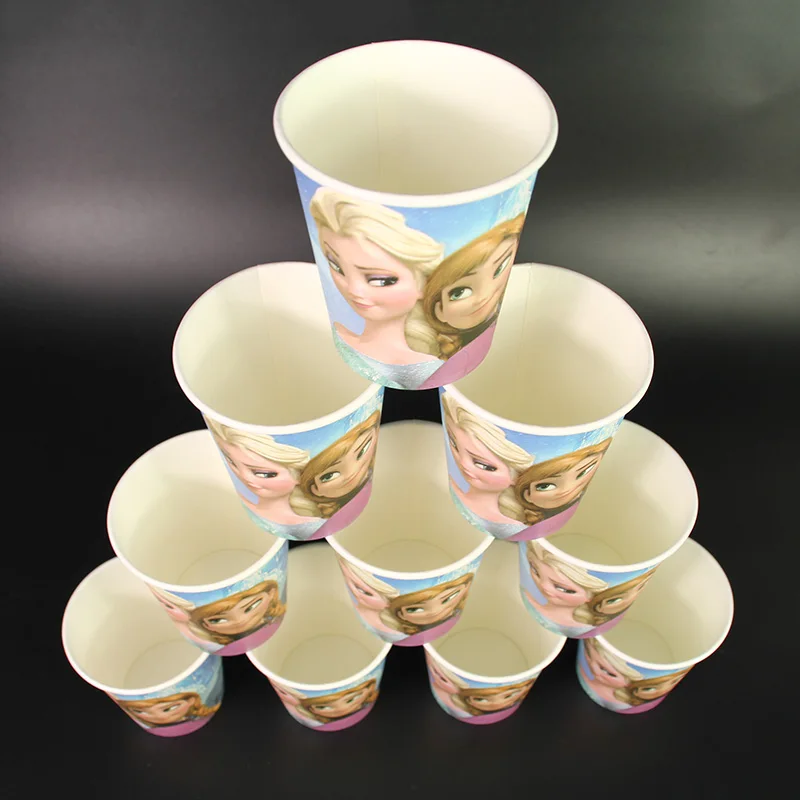 10Pcs/Pack Frozen Party Glass Party Paper Cup Cartoon Decor Girls Happy Birthday Favors Frozen Birthday Party Supplies