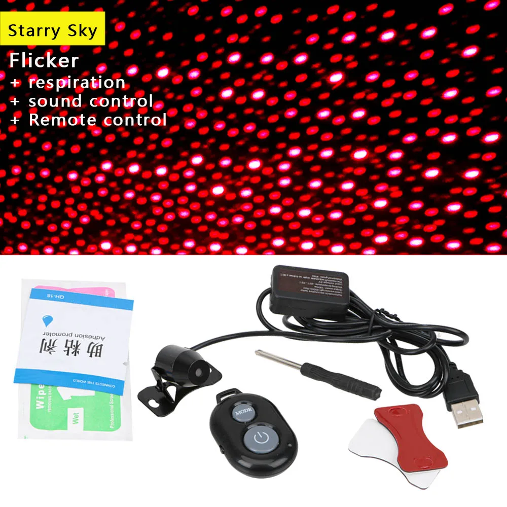 starry sky remote Светодиодный для внутреннего оформления автомобиля звезда неоновый свет с USB RGB Музыка Звук интерьера декоративная лампа с рассеянным светом Авто стиль аксессуары - Испускаемый цвет: starry sky remote