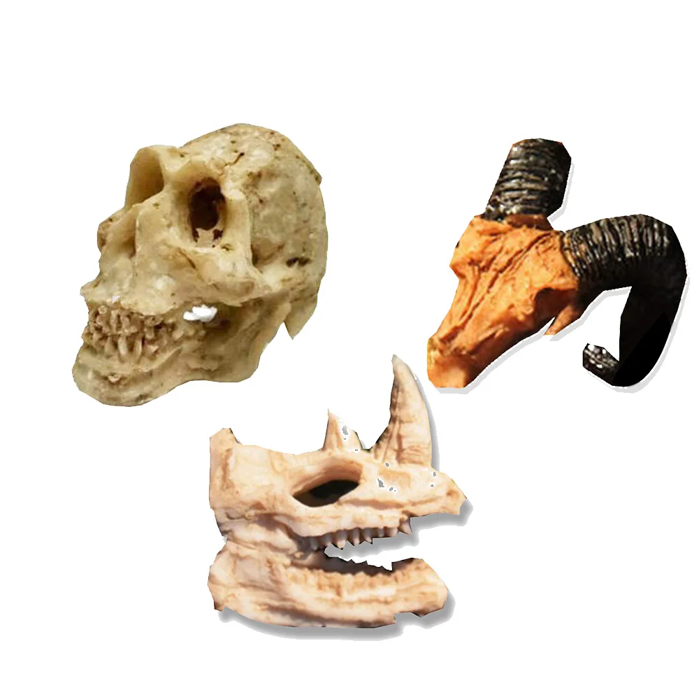 Искусственная смола череп в форме кости Террариум рептилия скрытая пещера