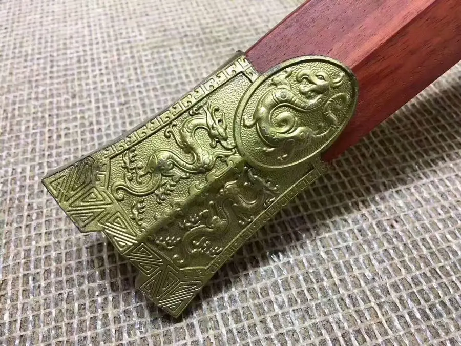 Full Tang Chinese Han Dynasty Sharp Battle Sword Hand Forging High Manganese Steel Blade Red Wood Scabbard | Дом и сад
