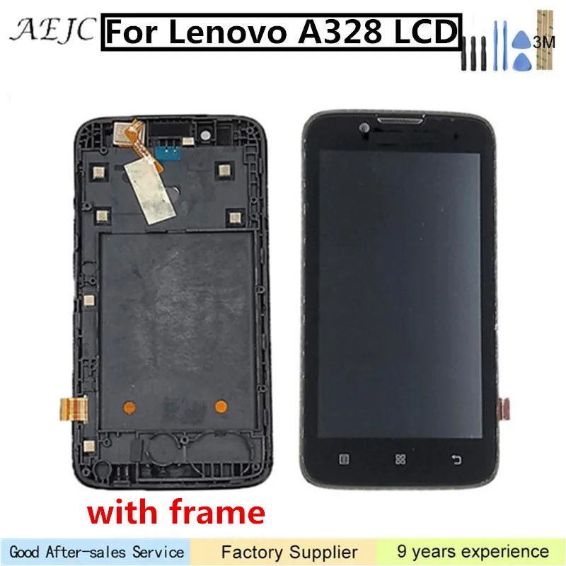 Для Lenovo A328 ЖК-экран дигитайзер в сборе с рамкой 3M наклейкой черный белый