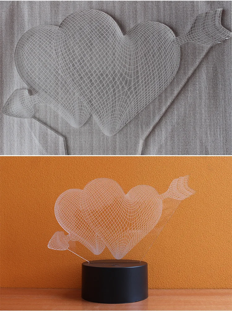 Cupid An arrow через сердце 3D Голограмма USB Luzde светодиодный светильник домашний ночник Свадебный светильник подарок для подруги Декор для дома