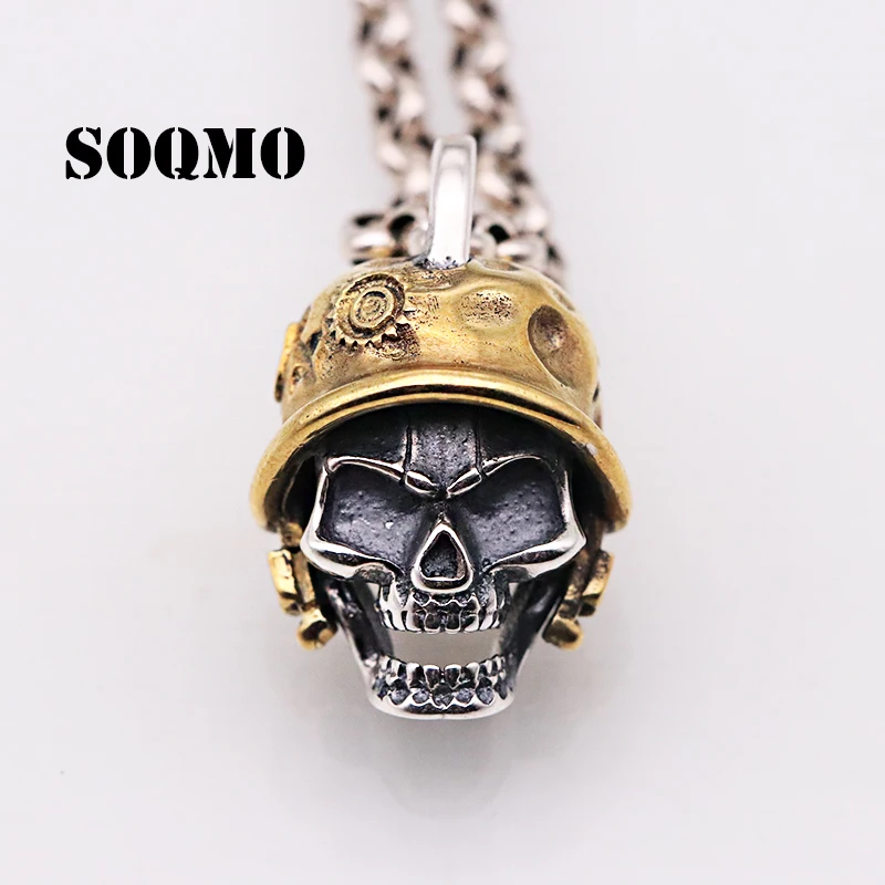 Винтажные серебряные подвески SOQMO в виде черепа для мужчин стиле панк скелет