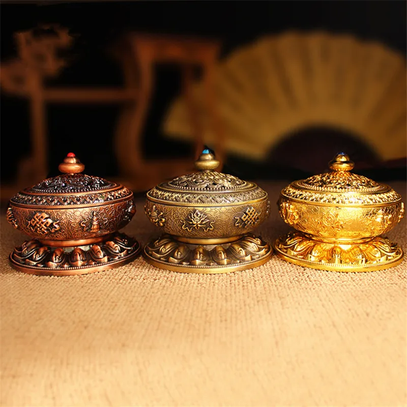 Непал сплав металла медный для благовоний катушки горелки Буддизм кадило восемь