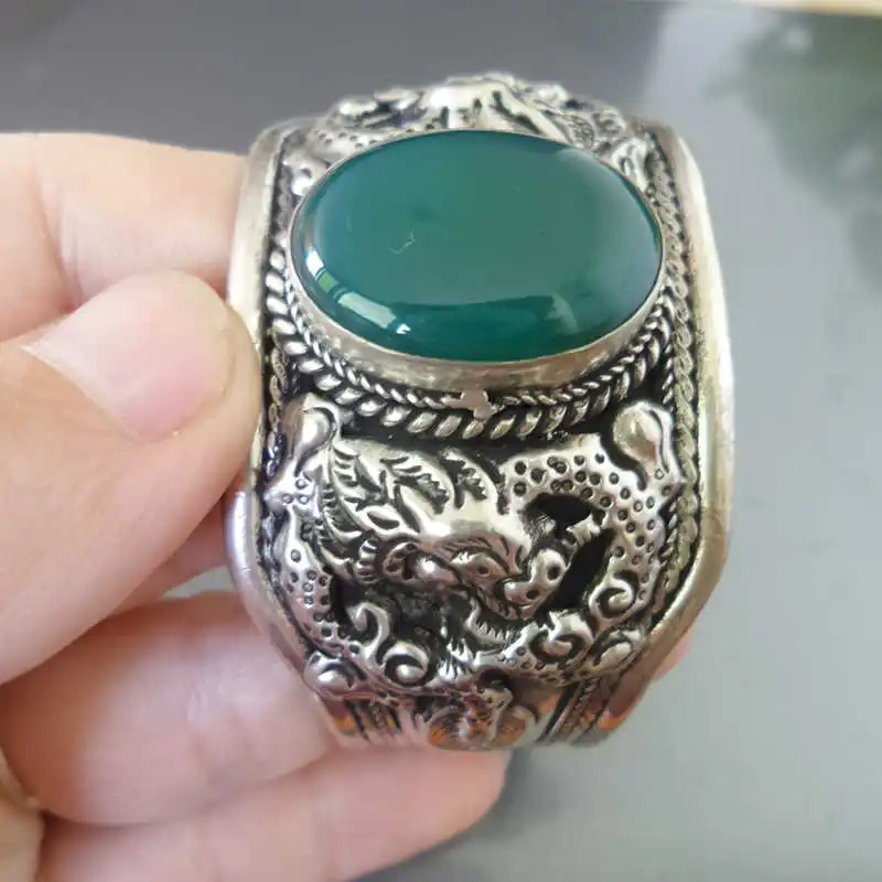 Тибетские браслеты двойные драконы инкрустация природным камнем открытые