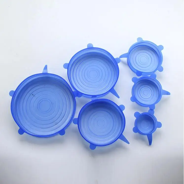 6 шт Многофункциональные Силиконовые растягивающиеся всасывающие крышки