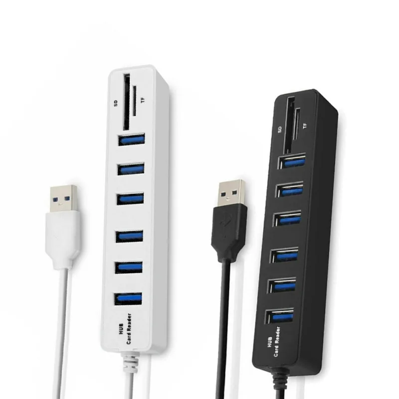 8 портов USB2.0 концентратор адаптер 6 USB + SD TF устройство для чтения карт памяти