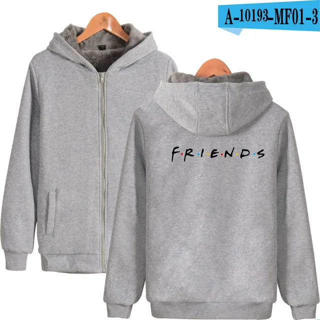gray Супер теплая толстовка с капюшоном с принтом «Best FRIENDS Forever» для ТВ-шоу, зимняя плотная флисовая толстовка с принтом - Цвет: gray