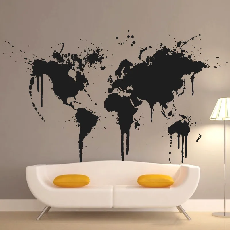 

Art decor New Design Spray Paint World Map Wall decal XL Creative Wall sticker Vinyl Cheap removable home decor wall papers