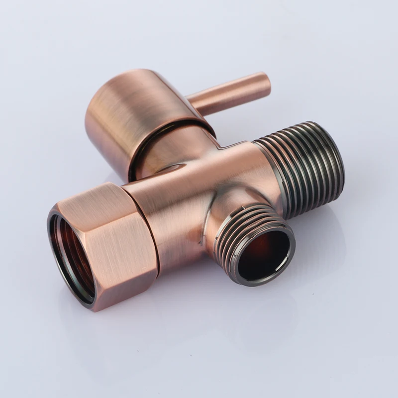 Красный античный латунный угловой клапан 7/8*7/8*1/2 T adapter с запорным клапаном 3