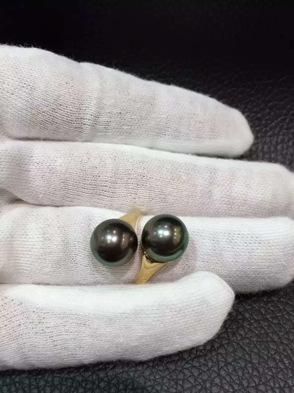 Ювелирные изделия из натурального таитянского жемчуга кольцо с двойным жемчугом