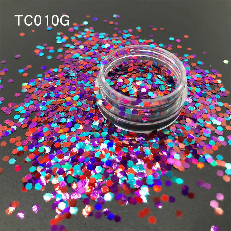 

New Mixed Color 1.6mm Chunky Glitter Hexagons Nail Eye Face Shadow 1.5g Sequins Glitter Powder Art Body Decoration 10 Types