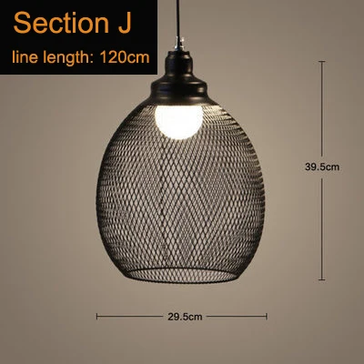 Section J with bulb Ретро промышленный ветер железная клетка люстра бар Лофт творческая личность ресторан кафе/бар/окно/Лофт люстра - Цвет корпуса: Section J with bulb