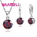 Стоимость продаж! Хорошее серебро 925 пробы женский ювелирный набор из австрийского кристалла, Круглый Подвеска со стразами фианит ожерелье серьги