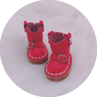red Кукла 1/6 обувь ручной работы кожаные ботинки Blyth(подходят для Pullip, blyth, azone, Kurhn, Licca, BJD, кукла 1/6 - Цвет: red