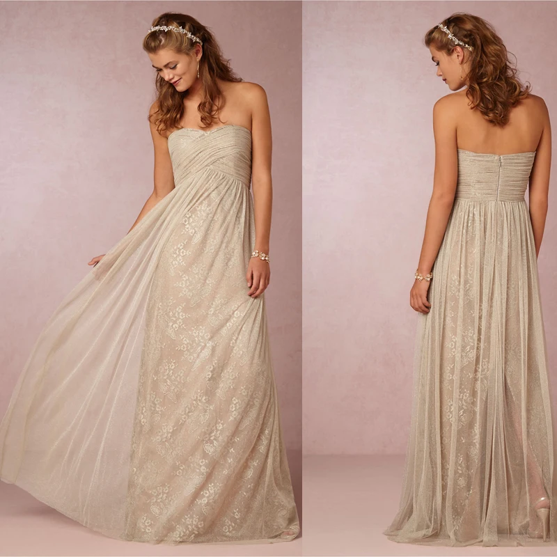 

Женское кружевное платье подружки невесты, Элегантное Длинное Тюлевое платье А-силуэта цвета слоновой кости, индивидуальный пошив, 2016