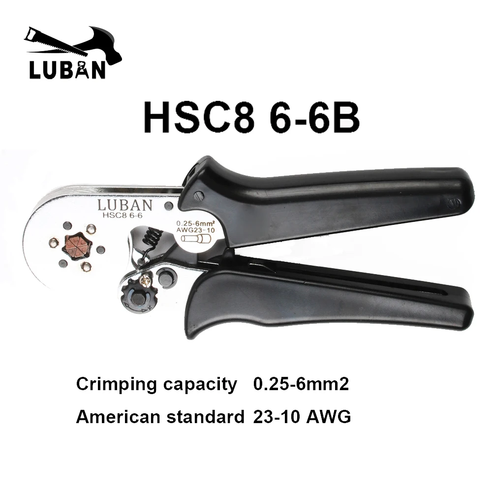 HSC8 6-6A шестигранные мини-типа саморегулируемые обжимные плоскогубцы 0,25-6 мм обжимные инструменты многофункциональные плоскогубцы для коннектора 23-10 AWG 10S