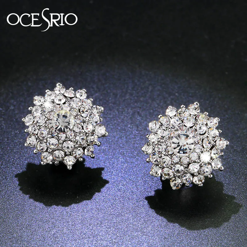 Роскошные большие клипсы с кристаллами OCESRIO для женщин круглые проложенные