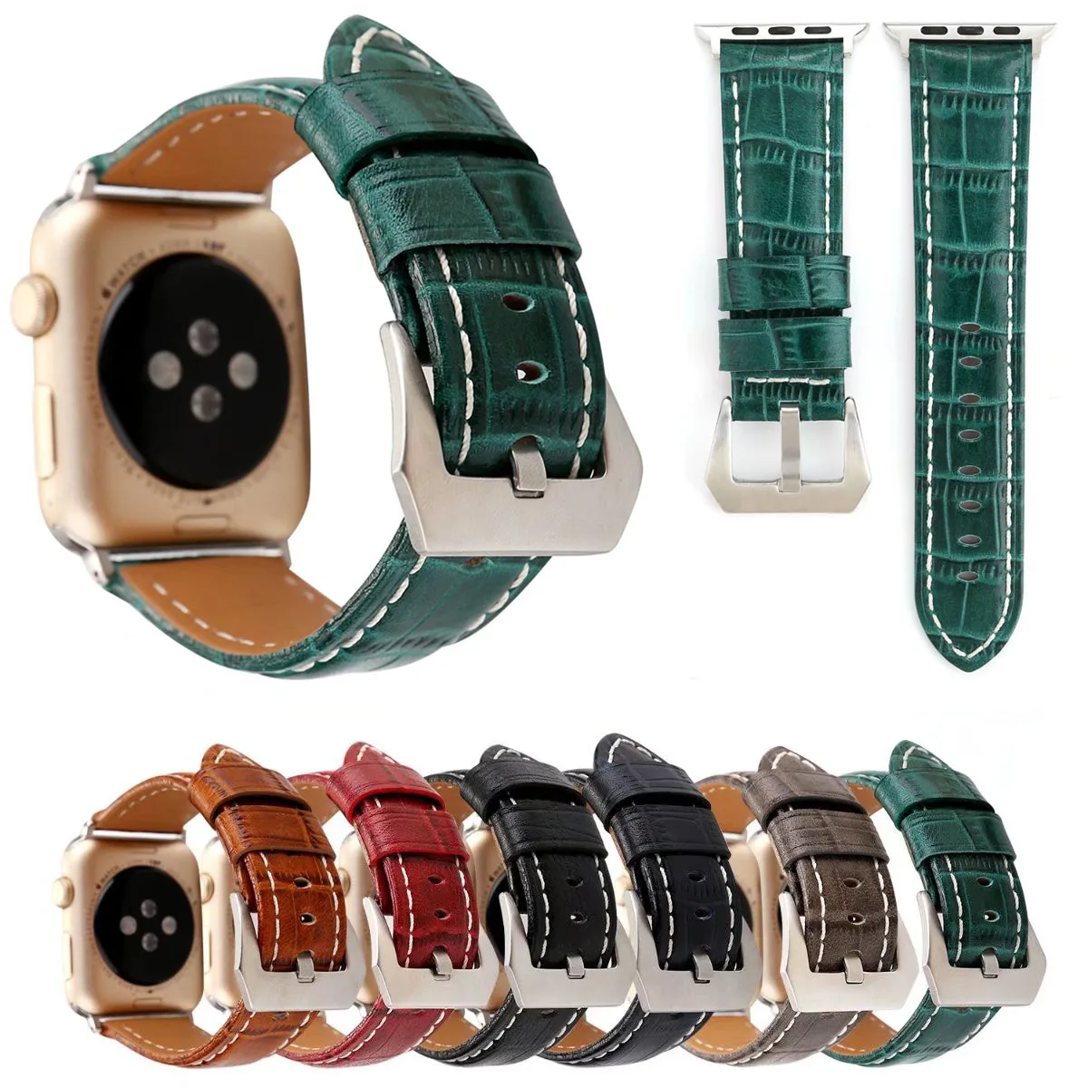 

Ремешок из натуральной крокодиловой кожи в стиле ретро для Apple Watch iWatch Series 1/2/3, ремешок 42 мм 38 мм, аксессуары для наручных часов из натуральной кожи