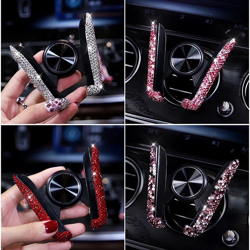 

Luxury Rhinestone Car Phone Holder In Car Air Vent Mount Mobile Holder Cellphone Support Bling Car Accessories For Girls Women