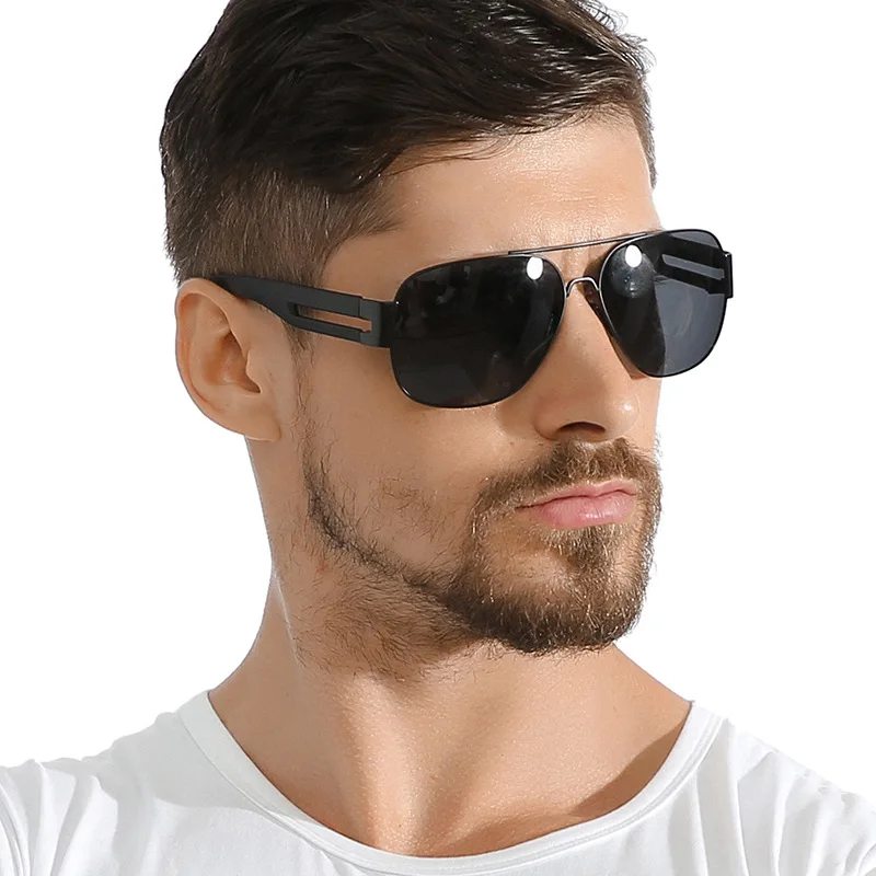 Ruosyling UV400 пилотные солнцезащитные очки для мужчин, Поляризованные матовые черные темные солнцезащитные очки RetroTR90, ультралегкие гибкие водительские очки