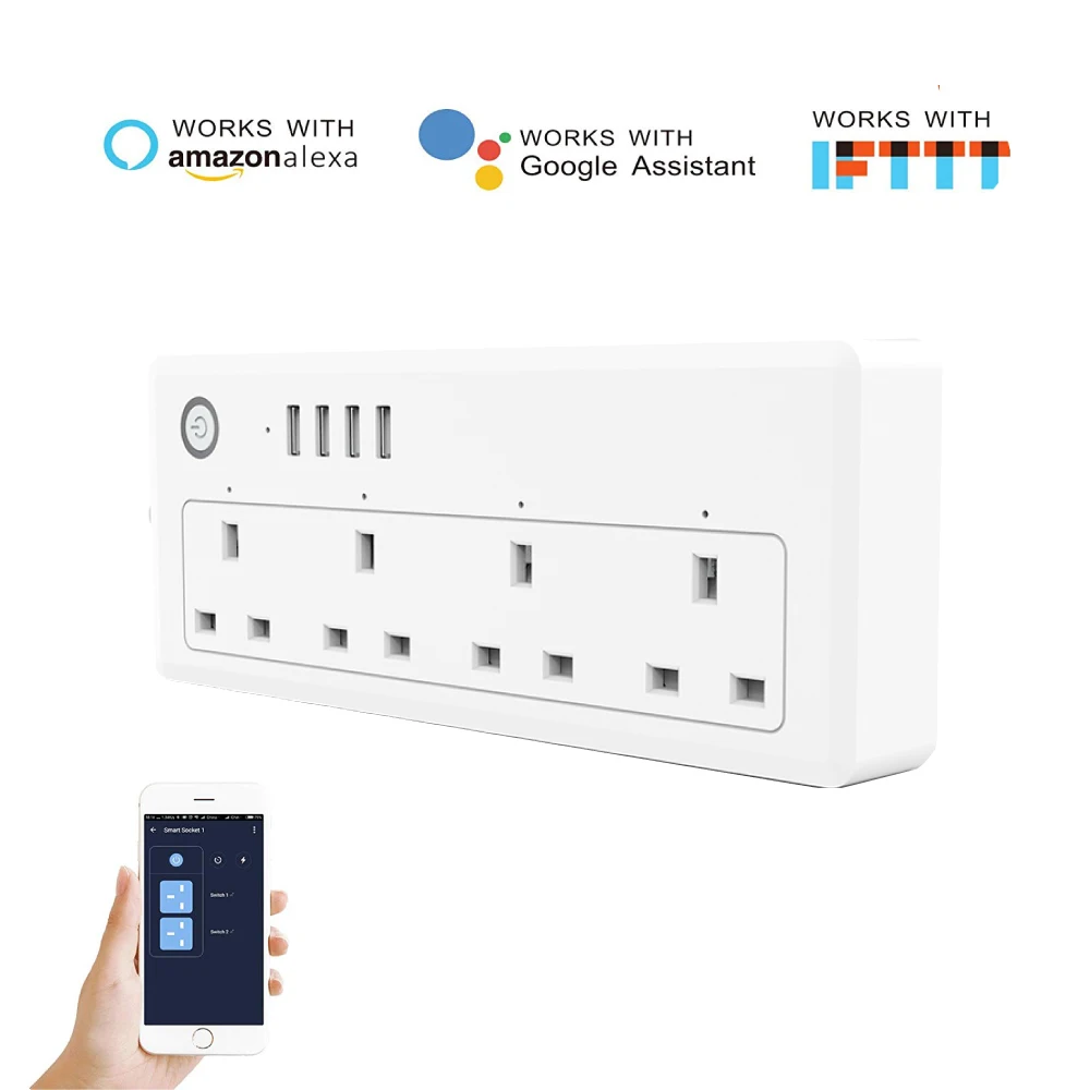 

Умная розетка с 4 USB-портами и поддержкой Wi-Fi