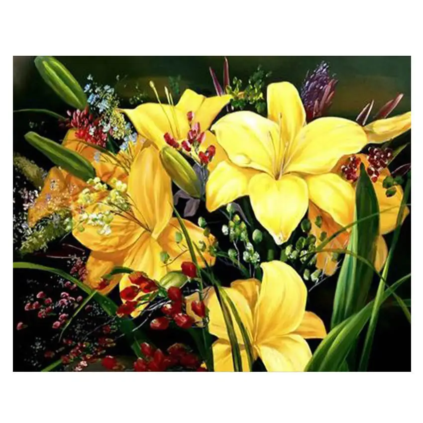 flower painting 9 RIHE Подсолнух абстрактная Цветочная живопись Diy Цифровая Роза живопись по номерам Современная Лилия настенная художественная картина для домашнего декора 40x50 см - Цвет: flower painting 9