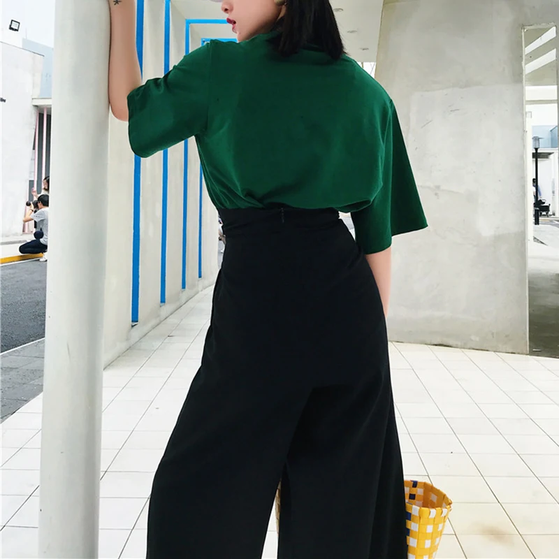 Женские свободные брюки с завышенной талией VGH повседневные однотонные широкие