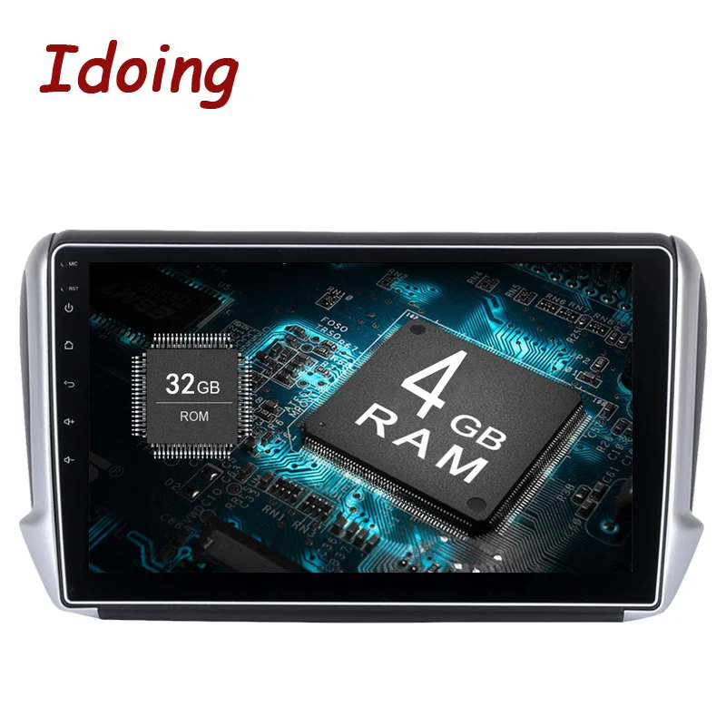 Idoing 1Din 10 2 дюймов Android8.0 автомобильный мультимедийный плеер подходит для peugeot 208/2008