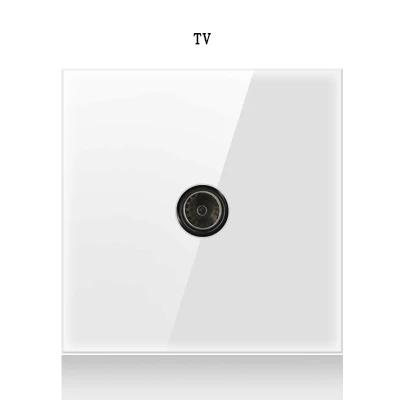 TV 86 Тип 1 2 3 4 банда 2 пути белый зеркальный стеклянный светильник настенный переключатель давления с светодиодный светильник s бытовой Франция немецкий розетка промышленности - Цвет: TV