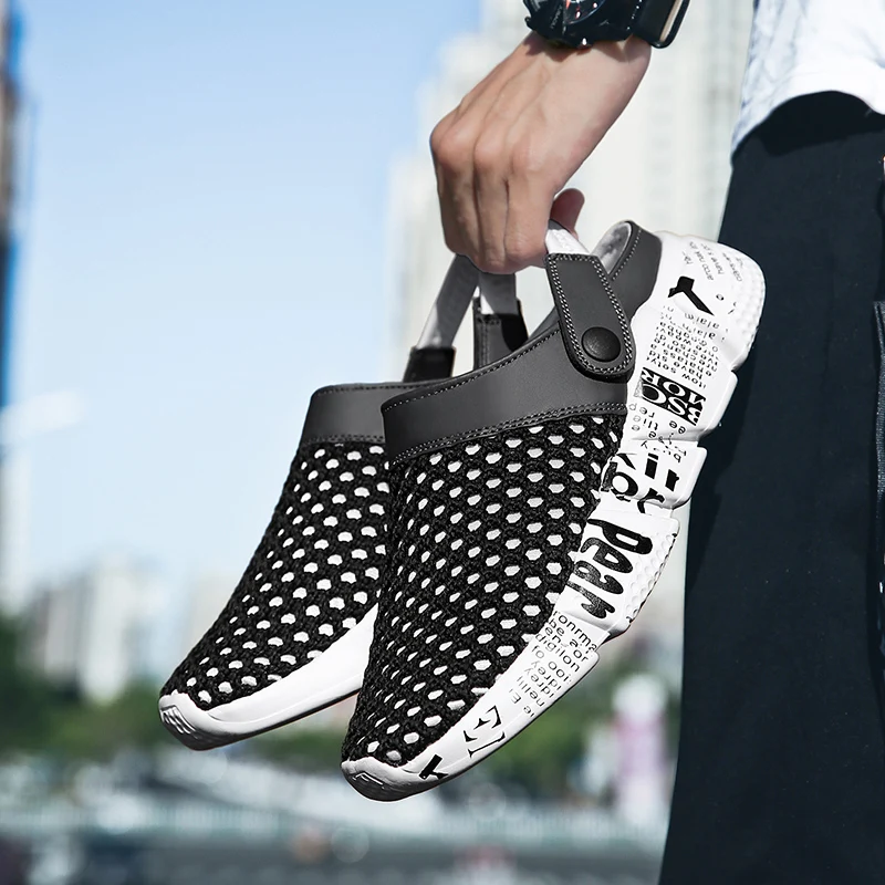 Большие размеры 39 46 Для мужчин сандалии для прогулок летние дышащие сетки