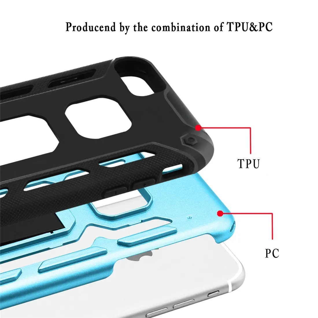 For iPhone 7 Plus 6s plus 6 case 8shockproof PC+TPU stand holder Dual Layer Heavy Duty Shock-Absorption Non-slip phone |