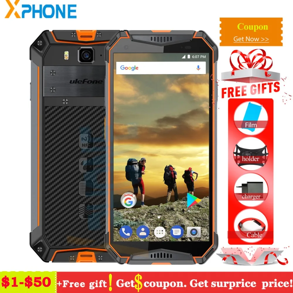 Смартфон Ulefone Armor 3 4GB 64GB Global Dual 4G на Android 8,1 Oreo Helio P23 MT6763T 5,7 ''FHD 21MP NFC OTG 10300mAh