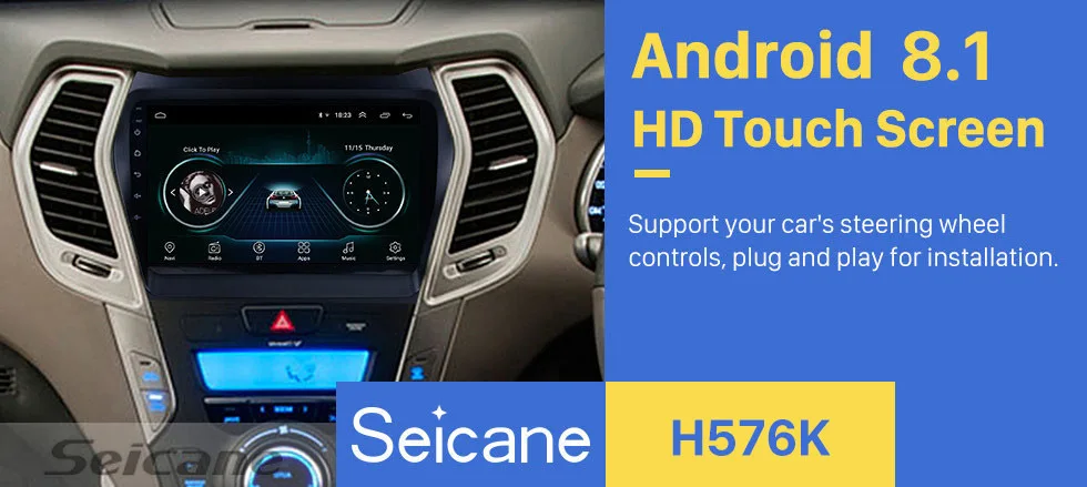 Seicane Автомагнитола gps для 2013 hyundai IX45 SantaFe 9 дюймов Android 8,1 2Din Поддержка камеры резервного копирования