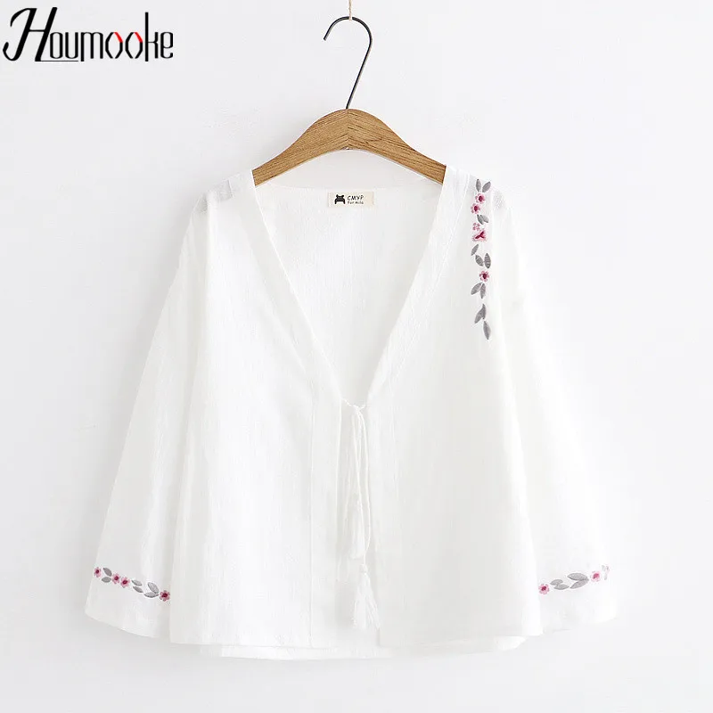 Женский кардиган с вышитым цветочным принтом HMK Свободный в японском стиле