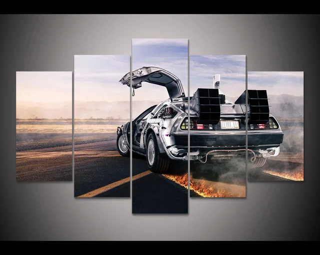 HD печать 5 шт. холст искусство на стену Delorean картина будущее Современный домашний