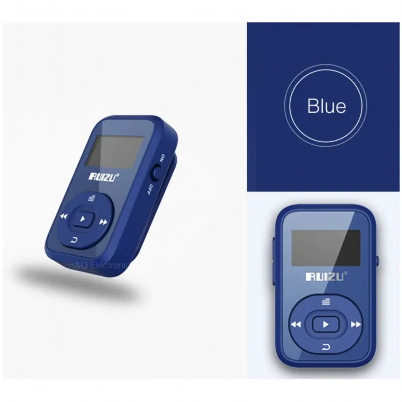 Синий Мини MP3 плеер ruidu X26 с Bluetooth и зажимом, 8 ГБ, спортивный Bluetooth Mp3 музыкальный плеер, рекордер, fm-радио, 1,1 дюймов, поддержка SD карты - Цвет: Синий