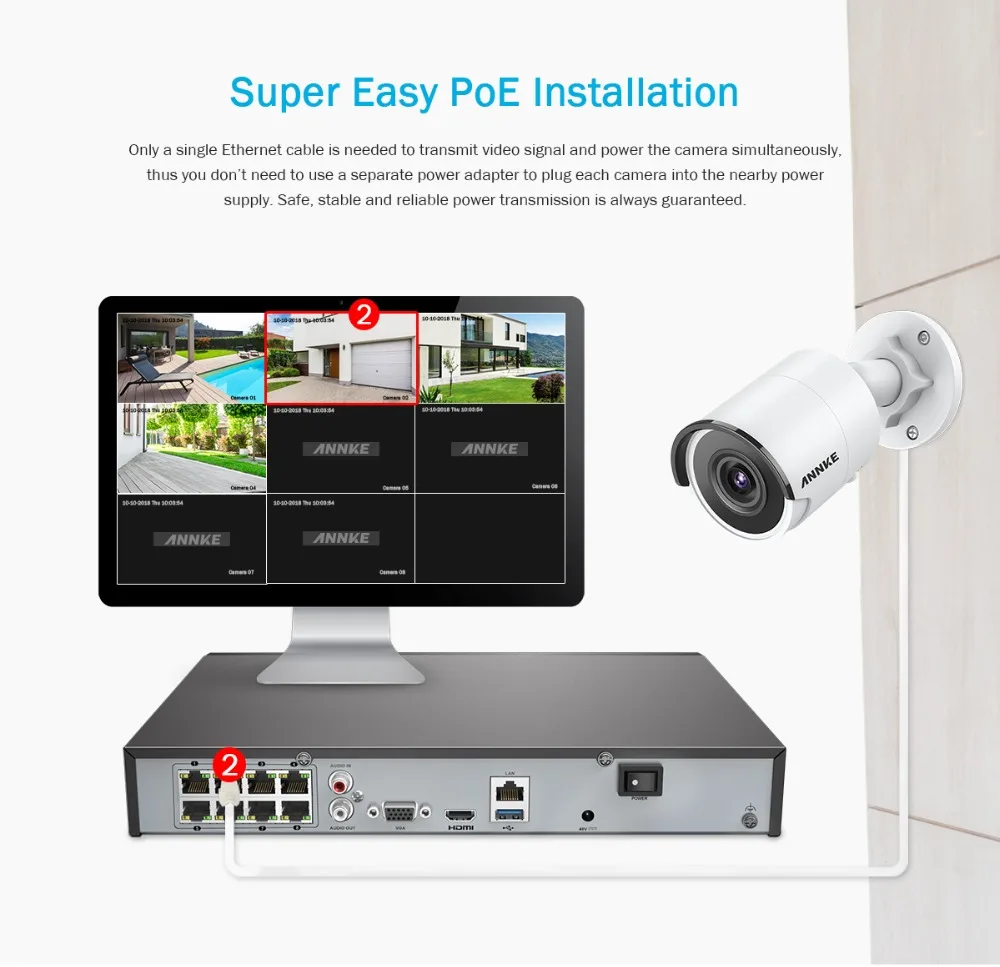 ANNKE 8CH 4K Ultra HD POE сетевая видео система безопасности 8MP H.265 NVR с 8 Мп 30m EXIR ночного видения Всепогодная IP камера