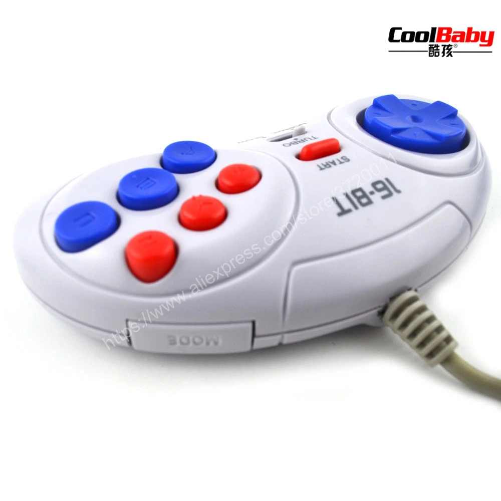 16 бит классический проводной игровой контроллер для SEGA Genesis 6 кнопочный геймпад для SEGA Mega режим привода быстро медленно белый