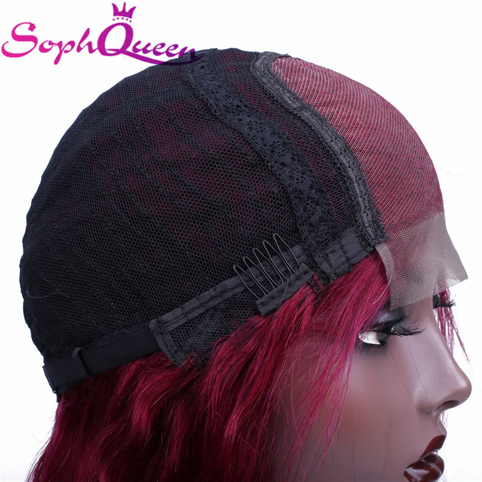 Парики из натуральных волос на шнурках Soph queen 4*4 бордовый 1B/бордовый 1B/27 99J цвет перуанский нереми прямые человеческие волосы парик