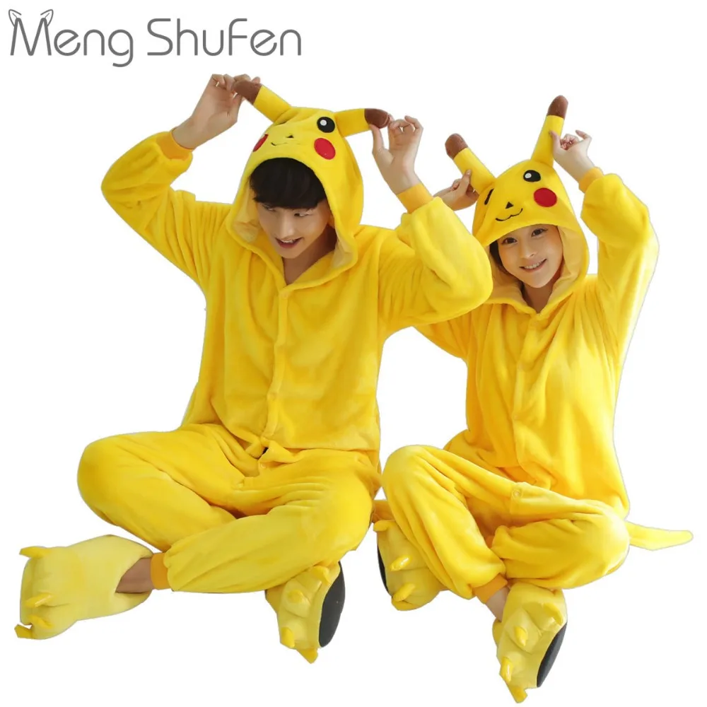 Мультфильм Аниме взрослых Пикачу пижамы Косплэй унисекс зима-осень теплая