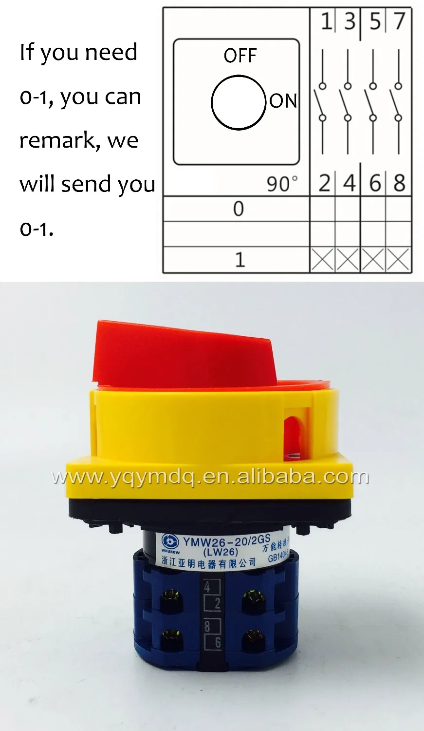 Вращающийся переключатель LW26 YMW26 20/2GS 2 позиционный выключатель 690 В 20 А навесной