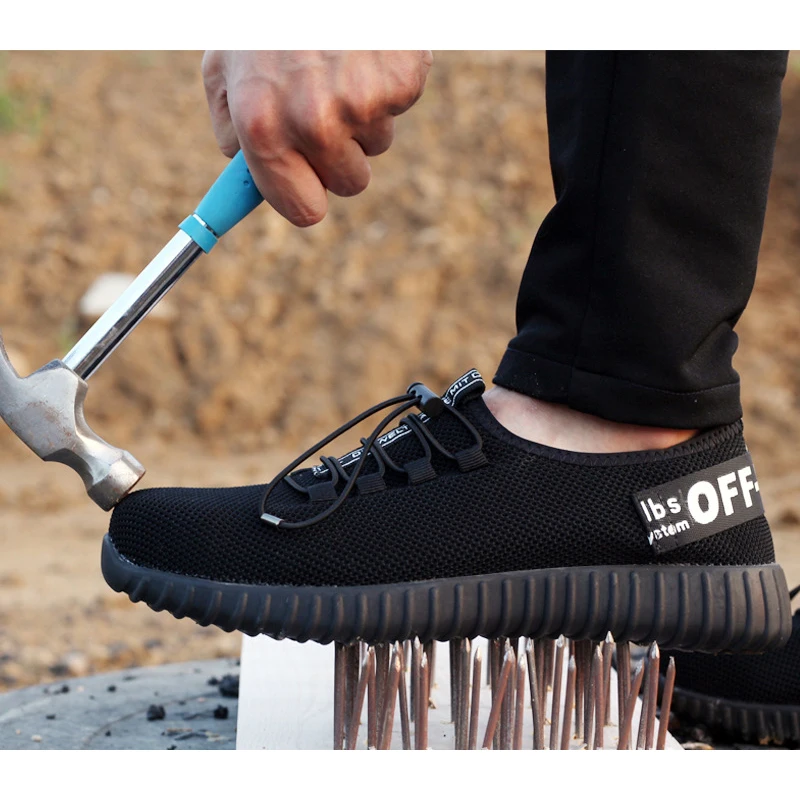 Мужская дышащая обувь со стальным носком нескользящая непрокалываемая рабочая и