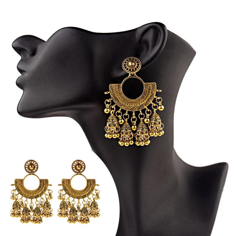 Этнические Модные женские Золотые сережки jhumka индийские этнические