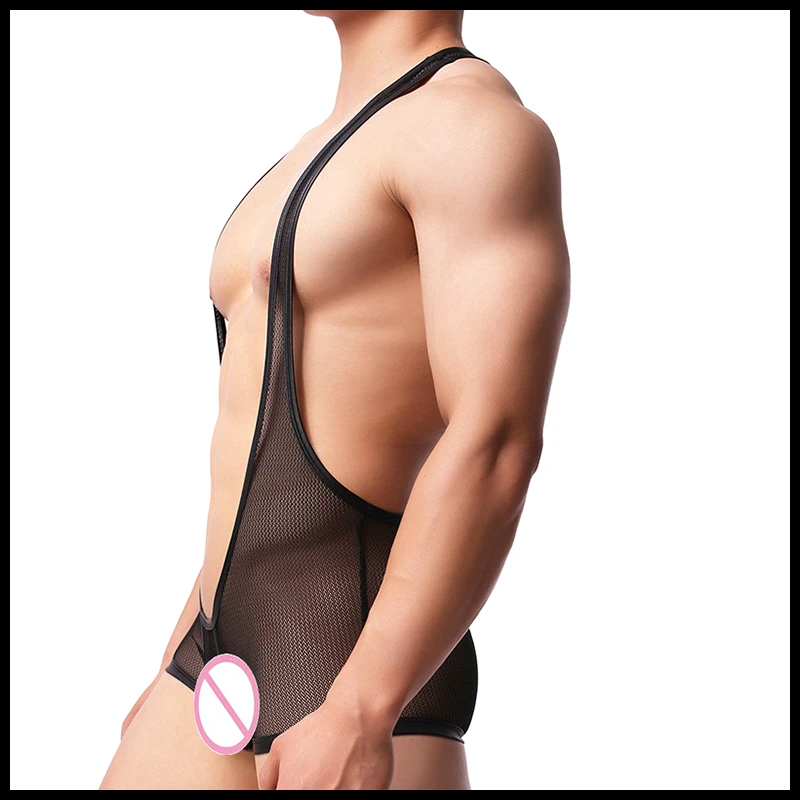 Мужские сексуальные черные трусы на бретелях с открытой спиной боксеры нижнее