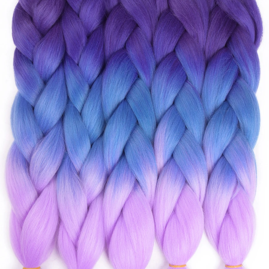 Рафинированные волосы 24 дюйма Омбре плетеные для наращивания 100 г синтетические