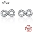 Женские серьги-гвоздики серебряного цвета, с круглым цирконием